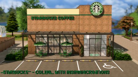 Starbucks - Collab with Insimniacreations | Bean's Builds on Patreon Sims 4 Restaurant, Lotes The Sims 4, Sims 4 House Building, Tumblr Sims 4, Casas The Sims 4, Sims 4 Collections, Best Mods, Sims 4 Mods Clothes, Sims Community