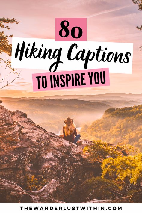 Looking for hiking captions for Instagram? Here are 80 of the most inspirational hiking quotes for lovers of adventure and the great outdoors. #hikingquotes #hiking   hiking quotes instagram | hiking quotes funny | hiking quotes inspirational | hiking quotes wanderlust | hiking quotes adventure | hiking quotes couple | hiking quotes mountain | hiking quotes mountain outdoors | hiking captions instagram | hiking captions funny | hiking captions adventure | hike quotes instagram | trekking quotes Wander Quotes, Hiking Quotes Adventure, Hiking Captions For Instagram, New Adventure Quotes, Short Travel Quotes, Funny Travel Quotes, Summer Backpacking, Solo Travel Quotes, Wanderlust Quotes