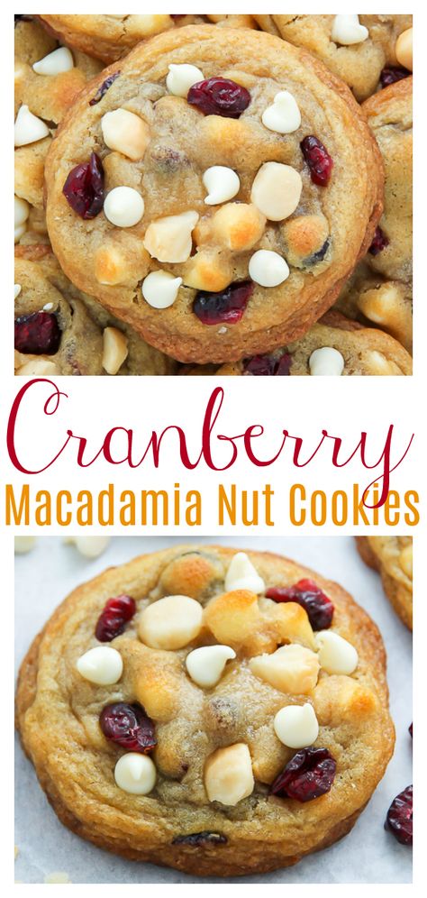 Craisin Cookies, Cranberry White Chocolate Chip Cookies, Macadamia Nut Cookies Recipe, White Chocolate Macadamia Cookies, Cranberry Cookies Recipes, Chocolate Macadamia Nut Cookies, Cookies With White Chocolate, White Chocolate Macadamia Nut Cookies, Cranberry White Chocolate