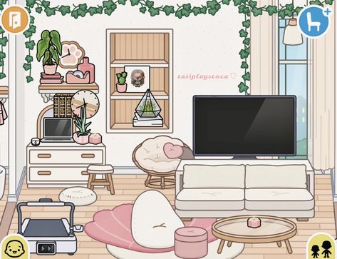 Toca Boca Living Room Ideas Pink House, Toca Aesthetic Living Room, Toca Boca Cozy Cottage House Ideas, Toca Boca Room Living Room, Pink Toca Boca Room, Tocaboca Living Room, Toca Boca Pink House, Toca Boca Ideas Living Room, Toca Boca Living Room Ideas