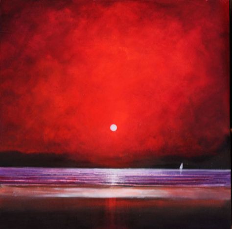 Red Sky Drawing, Red Sky Painting Acrylic, Red Sky Painting, Acrylic Landscape Paintings, Bujo 2023, Painting A Day, Evangelion Art, Dark Bedroom, Romantic Surprise