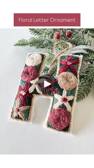 27K views · 5.4K reactions | Loving how this turned out 🎄 Can’t wait to make one for everyone in my family 🫶🏻 

Want to learn how to embroider your own Floral Letter? Comment “FLORAL LETTER” and I’ll DM you the link.

Don’t want to comment but still want the link? Head to my shop linked in my bio and search FLORAL LETTER 🌸

I’ve put these letters on denim jackets and a backpack, this was my first time turning it into a Christmas ornament and it’s my favorite 🥰 

The Floral Letter Patch Class is beginner-friendly, so if you’ve never embroidered, you could totally learn. The class will teach you exactly how to embroider your own letter and provides a list of materials with all the links. It gives instructions on how to attach the letter to a jacket or bag or wherever, but you could turn Everyone In My Family, Hand Embroidery Letters, Letter Ornaments, Felt Letters, Embroidery Letters, A Jacket, Hand Embroidery Pattern, Floral Letters, Letter I