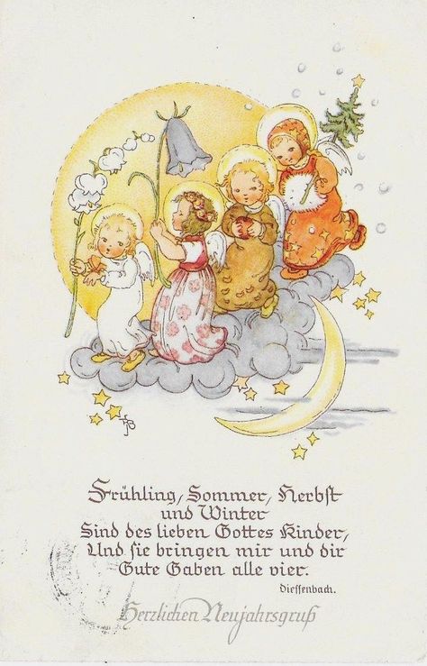 BUSCH- SCHUMANN - ENGEL ALS DIE 4 JAHRESZEITEN - 1936 | eBay Teaching Narrative Writing, Book Illustration Design, Postcard Art, Vintage Fairies, German Christmas, Happy Paintings, Painting Lessons, Romantic Art, Baby Art