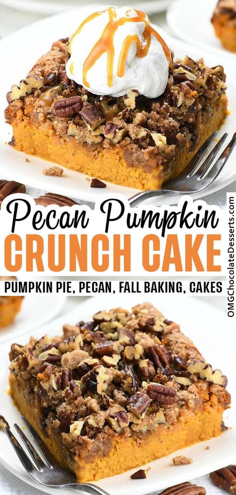 Pecan Streusel Topping, Pumpkin Cake Recipe, Halloween Pumpkin Cake, Pumpkin Cakes, Pecan Pumpkin, Fall Dessert Recipes Easy, Pumpkin Crunch Cake, Pumpkin Crunch, Pumpkin Cake Recipes