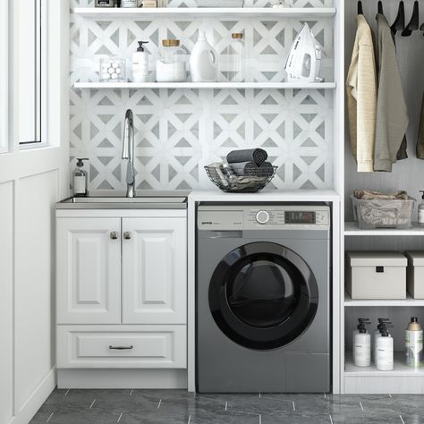 This Bakersfield Laundry Cabinet is the ultimate solution to all your laundry room storage needs. It features two panel raised doors and bottom drawer offering you plenty of storage to help you keep organized. Small Laundry Room Cabinets Target, Gray Laundry Room Cabinet, Ikea Brimned Laundary Room, Laundry Room Sink Cabinet The Home Depot, Utility Cabinet In Laundry Room Farmhouse, Laundry Cabinet, Laundry Cabinets, Laundry Room Renovation, Laundry Room Cabinets