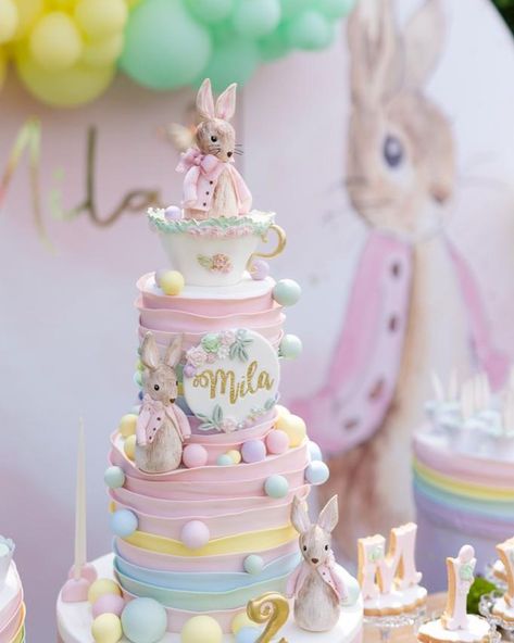 Rabbit Birthday Cake, Peter Rabbit Cake, Rabbit Cake, Rabbit Baby, 1st Birthday Cake, Easter Cakes, Girl Cakes, Peter Rabbit, Baby Ideas