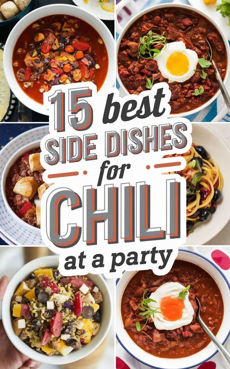 🌶️🎉 Get ready to spice up your party with these delicious chili side dishes! #ChiliParty #PartyFood Side Dishes For Chili Party, Spicy Beef Chili Recipe, What To Serve With Chili, Serve With Chili, Chili Side Dishes, Spicy Vegetarian Chili, Chili Sides, Spicy Chicken Chili, Traditional Chili Recipe