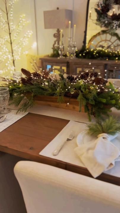 Mytexashouse on TikTok Light Up Branches, Large Dough Bowl, Christmas Centrepiece Ideas, A Simple Christmas, Potting Table, Christmas Centerpiece, Thanksgiving Centerpieces, Thanksgiving Table Decorations, Dough Bowl