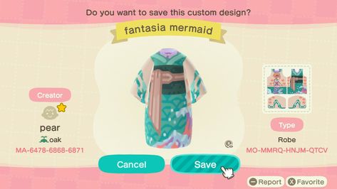 Acnh Mermaid Design Codes, Animal Crossing Mermaid, Acnh Clothes, Art Pixel, Acnh Designs, Acnh Codes, Animal Crossing Qr Codes Clothes, Mermaid Outfit, New Animal Crossing