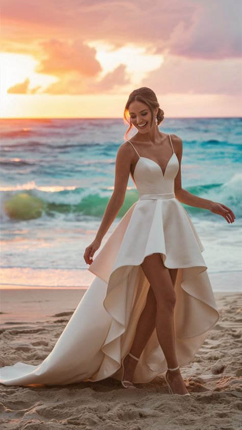 10 Beach Wedding Dresses You Will Fall In Love With! – fashionbylina.com Short Bride Dresses, Beachy Wedding Dress, Silver Wedding Dress, Short Wedding Dress Beach, Short Bride, Short Wedding Gowns, Simple Wedding Dress Beach, Simple Beach Wedding, Simple Wedding Gowns