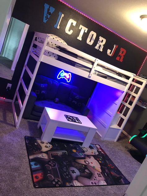 Boys Gamer Bedroom, Boys Gaming Bedroom, Gaming Bedroom Ideas, Cool Boys Room, Cool Bedrooms For Boys, Boys Game Room, Gaming Bedroom, Gamer Bedroom, Home Decor Ideas Bedroom