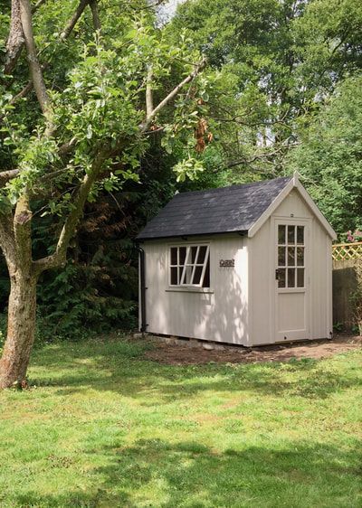 Corner Shed, Posh Sheds, Cottage Garden Sheds, Corner Sheds, Painted Shed, Pool Shed, Corner Summer House, Backyard Storage Sheds, Little Cottages