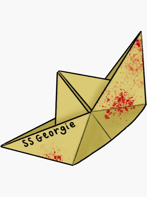 Pegatina «ss georgie boat» de SplendidArt | Redbubble Georgies Boat From It, Pennywise Boat Tattoo, It Paper Boat Tattoo, Horror Movie Drawings Pencil Easy, It Boat Stephen King, It Doodles Stephen King, Easy Pennywise Drawing, It Movie Stickers, It Movie Drawings