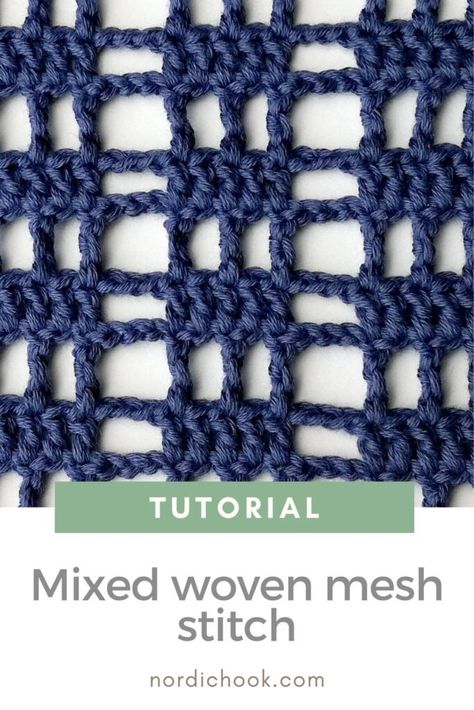 The mixed woven mesh stitch - Nordic Hook - Free crochet stitch tutorial Mesh Stitch Crochet, Crochet Mesh Stitch, Crochet Prayer Shawls, Crochet Stitch Tutorial, Mesh Stitch, Crochet Shawl Pattern Free, Handmade Crochet Bags, Prayer Shawl, Stitch Tutorial