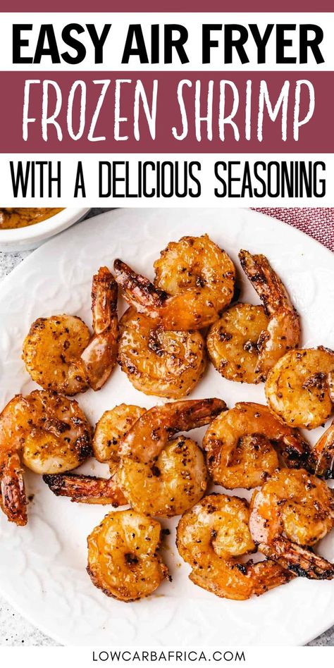 Making frozen shrimp in the air fryer is incredibly easy and takes less than 15 minutes. A quick seasoning blend and toss it in the air fryer - no need to thaw! This easy dinner idea or snack is great any day of the week! Air Fryer Frozen Shrimp, New Air Fryer Recipes, Air Fryer Recipes Snacks, Air Fryer Fish, Resep Seafood, Air Fryer Cooking Times, Cooks Air Fryer, Air Fried Food, Air Fryer Oven Recipes