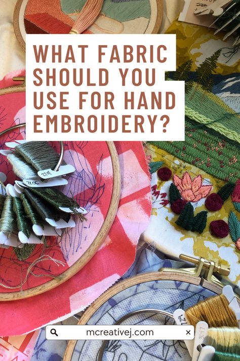 What Fabric Should You Use When Getting Into Hand Embroidery? Learning To Embroider, Visible Mending, Hand Embroidery Projects, Create Words, Fabric Online, Embroidery Projects, Embroidery Hoop, Linen Fabric, Hand Embroidery