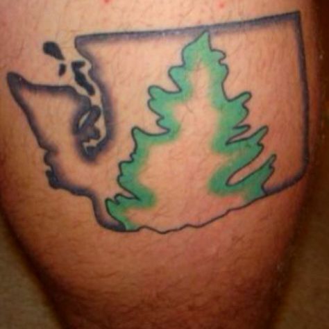 Tattoo of Washington Evergreen State Evergreen State, Awesome Tattoos, Love Tattoos, A Tattoo, Washington State, Tattoo Art, Pacific Northwest, Super Cool, Maple Leaf Tattoo