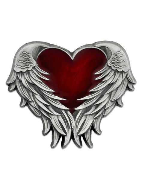 PRICES MAY VARY. WINGED HEART PIN: Simple and beautiful, this elegant heart lapel pin is enveloped by delicately textured angel wings, creating a simple but powerful statement of love and protection NICKEL PLATED ENAMEL PIN: The high-quality heart wing pin is 3D die cast from jeweler's metal and antique nickel plated, and features a bold and vibrantly colored enamel heart SECURE CLUTCH BACKS: Our angel heart pin is finished with a convenient clutch back, otherwise known as a butterfly or militar Heart With Angel Wings, Wings Tattoos, Memory Tattoos, Rose Drawing Tattoo, Wings Wallpaper, Remembrance Tattoos, Witch Quotes, Angel Wings Heart, Wings Drawing