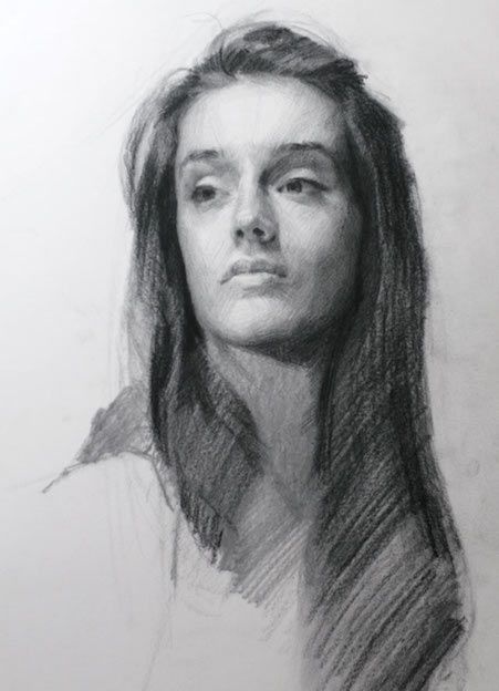 Charcoal is a great medium for studying the effect of light and shade across the subjects face. Its a flexible medium that can be used lose or highly rendered. 얼굴 드로잉, Charcoal Portraits, Charcoal Drawings, Charcoal Art, Portrait Sketches, Pencil Portrait, Charcoal Drawing, Beautiful Drawings, How To Draw Hair