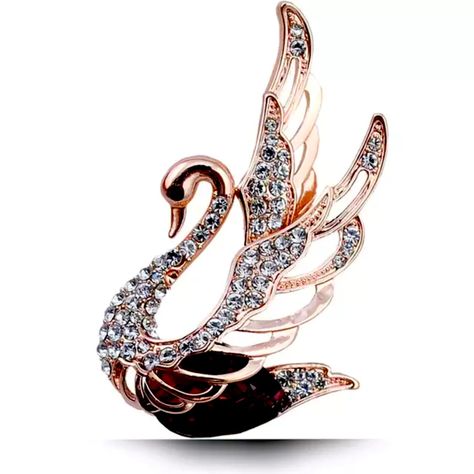 New Creative Crystals And Rhinestone Pet Free Smoke Free Home Living In The Jungle, Swan Jewelry, Swan Brooch, Gold Swan, Animal Pins, Animal Brooch, Crystal Brooch, Animal Jewelry, Jewelry Party