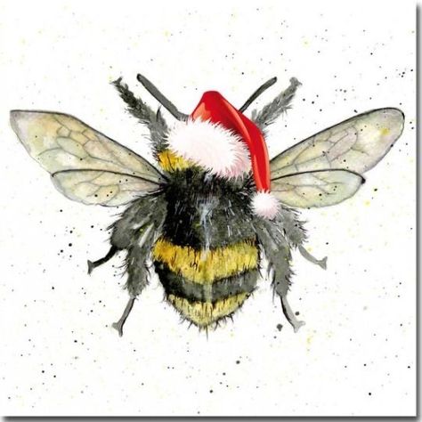 Bee Christmas, Pet Christmas Cards, Diy Jar, I Love Bees, Bee Cards, Watercolor Christmas Cards, Bee Decor, Bee Art, Bees Knees