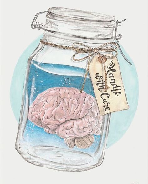 The human mind sets us apart from any other species. Even with our understanding of neurology it still remains mysterious; an enigma.  We… Mental Health Artwork, Jade Jones, Brain Tattoo, Health Tattoo, Brain Art, Conceptual Painting, Cross Hatching, Handle With Care, Prismacolor Pencils