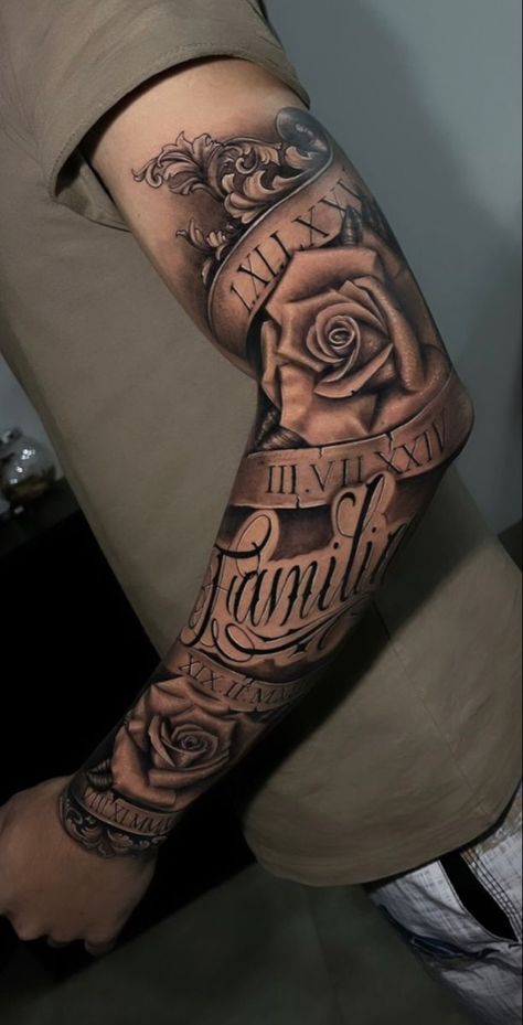 Family Arm Tattoo Men, Mens Family Tattoos Ideas, Back Forearm Tattoo Men Sleeve, Family Tattoo Forearm, Family Tattoo Men, Family Tattoo Designs For Men, Family Tattoo Ideas For Men Arm, Family Tattoos For Men Forearm, Kids Name Tattoos For Men