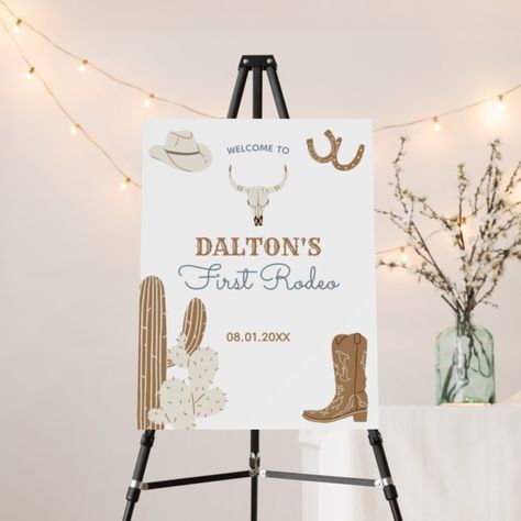 First Rodeo Cowboy Birthday Party Welcome Sign - Birthday Decoration Luau Party Crafts, Wild West Birthday, Rodeo Party, Modern Cowboy, Cowboy Birthday Party, Cowboy Design, Rodeo Birthday, Western Theme Party, Cowgirl Birthday Party