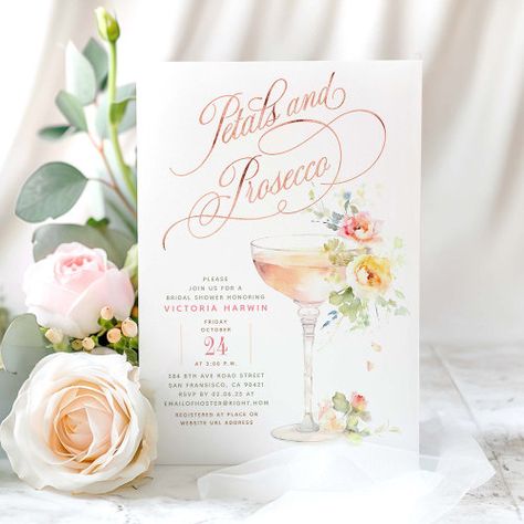 Boho Floral Petals and Prosecco Bridal Shower for $2.93 - Bridal Shower Invitations Petals And Prosecco Bridal, Wine Bridal Shower Invitations, Petals And Prosecco, Summer Garden Flowers, Bridal Shower Wine, Summer Flowers Garden, Unique Bridal Shower, Floral Bridal Shower Invitations, Floral Bridal Shower