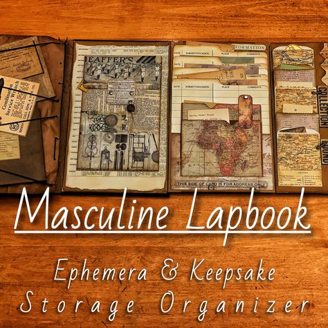 Lap Book Ideas, Genealogy Scrapbook, Mini Album Page Ideas, Travel Portfolio, Ephemera Storage, Printable Tabs, Lapbook Ideas, Lap Books, Vintage Journals