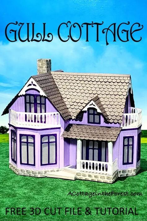 Make Your Own Gull Cottage - A Cottage in the Forest Paper House Template Printables Free, Dollhouse Svg, Cottage In The Forest, Svg Patterns, Paper Buildings, House Template, Diy Dolls, House Crafts, Mini Houses