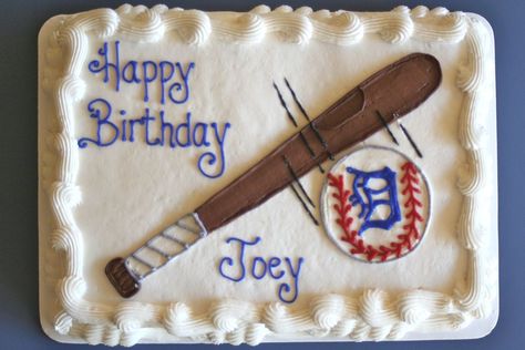 Baseball/bat cake Baseball Bat Cake, Bat Cake, Bats Cookies, Sports Themed Cakes, Softball Party, Baseball Cake, Softball Bat, Cake Trends, Childrens Birthday Cakes