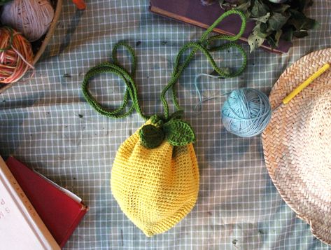 Lemon Bag, Crochet Lemon, Crocheted Purse, Pouch Crochet, Crochet Duck, Crochet Pokemon, Handmade Crochet Bags, Cute Sheep, Crochet Purse