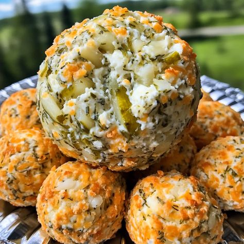 Try this tasty Dill Pickle Cheese Ball! A quick, easy appetizer filled with cream cheese, pickles. Perfect for parties and gatherings. Pickle Sushi Cream Cheeses, Dill Pickle Ball, Dill Pickle Christmas Tree, Dill Pickle Cheesecake, Dill Pickle Bacon Cheese Ball, Cream Cheese Pickles, Dill Pickle Cheese Ball, Pickle Cheese Ball, Pickle Platter