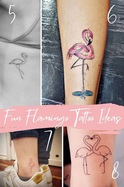 23 Fancy Flamingo Tattoo Ideas For Women - Tattoo Glee Pink Flamingo Tattoo Ideas, Black And White Flamingo Tattoo, Small Flamingo Tattoo, Simple Flamingo Tattoo, Flamingo Tattoos For Women, Pink Flamingo Tattoo, Tattoo Shop Aesthetic, Flamingo Tattoos, Mother And Baby Tattoo