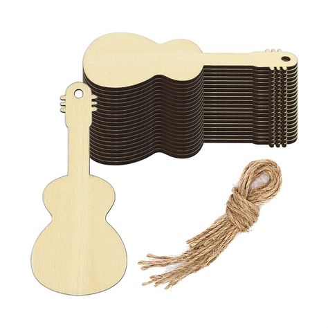 PRICES MAY VARY. ① DESCRIPTION: Material: Wood. Size: Approx. 1.77x3.94x0.1 inch / 4.5x10x0.25 cm. Made of good quality natural wood with ropes, laser cut and polished. ② FEATURE: Wooden blank guitar shaped design hanging ornaments, with a hole and rope, can be used for hanging decoration. Perfect for using as tags, party board, classroom board. ③ PACKAGE: Pack of 20pcs guitar wood crafts cutouts. Each wood piece was well polished, blank wood slices are ready to be paint and write, you may stain Guitar Wood, Birthday Christmas Party, Guitar Patterns, Christmas Party Decoration, Wooden Guitar, Rope Diy, Creative Bookmarks, Wooden Slices, Wood Tags