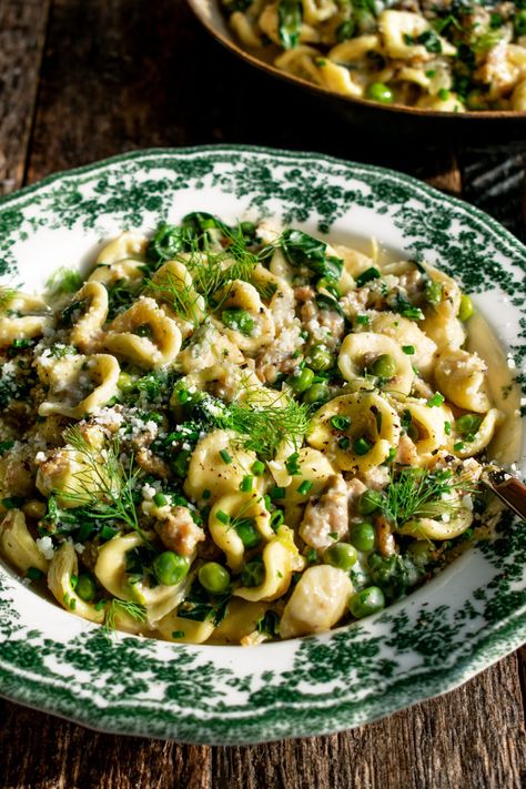 Grains Recipes, Delicious Potatoes, The Original Dish, Spring Pasta, Italian Chicken Sausage, Orecchiette Pasta, Potato Pasta, Spring Dinner, Spring Vegetables