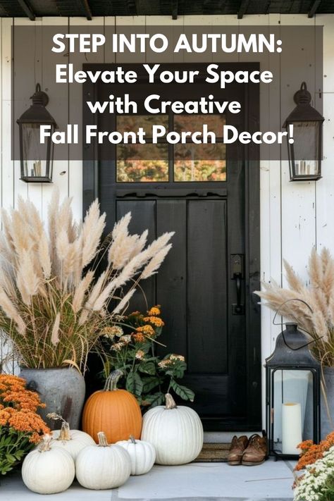 Step into autumn with our creative fall front porch decor ideas! Discover tips and inspiration to transform your porch into a cozy, inviting space perfect for the season. From vibrant pumpkins and rustic wreaths to charming lanterns and warm blankets, explore how to elevate your fall front porch decor and make a lasting impression on your guests. Embrace the beauty of fall today! Thanksgiving Porch Decorations, Front Porch Decorations, Rustic Wreaths, Fall Front Porch Decor Ideas, Diy Porch Decor, Front Porch Decor Ideas, Porch Decorations, Farmhouse Entryway, Fall Front Porch Decor