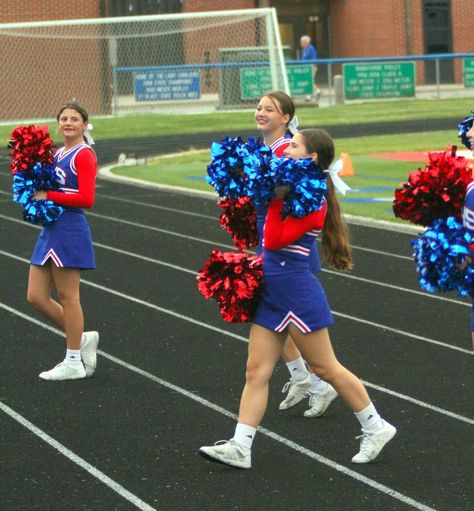 Red Cheer Uniforms, Blue And Red Cheer Uniforms, Blue And Orange Cheer Uniforms, Cheerleading Aesthetic Blue, Blue And White Cheer Uniforms, Red Cheerleader Uniform, Cheer Uniforms, Cheer Pics, Cheer Athletics