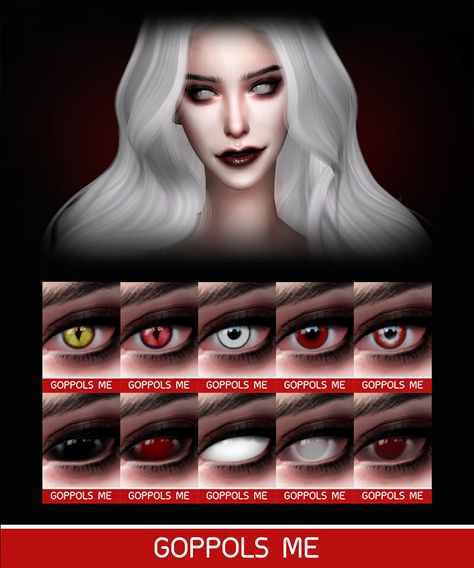 GPME Holloween Eyes 10 Swatches Download Thanks for all CC creators ❤ Thank for support me ❤ Hope you like it . Cc Eyes, Witch Eyes, Vampire Eyes, Sims 4 Cc Eyes, Sims 4 Anime, Play Sims 4, Sims 4 Cc Makeup, Sims 4 Cc Skin, Play Sims