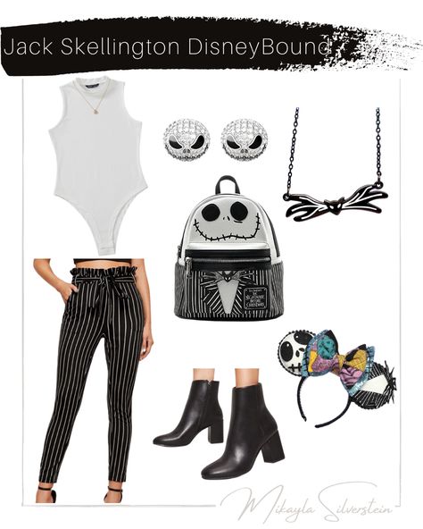 Disneybound Outfits Nightmare Before Christmas, Jack Skeleton Inspired Outfits, Disney Bounding Jack Skellington, Jack Nightmare Before Christmas Costume Women, Disney Bounding Nightmare Before Christmas, Jack Skellington Disney Outfit, Nightmare Before Christmas Bounding, Jack Skellington Outfit Ideas, Halloween Disney World Outfits