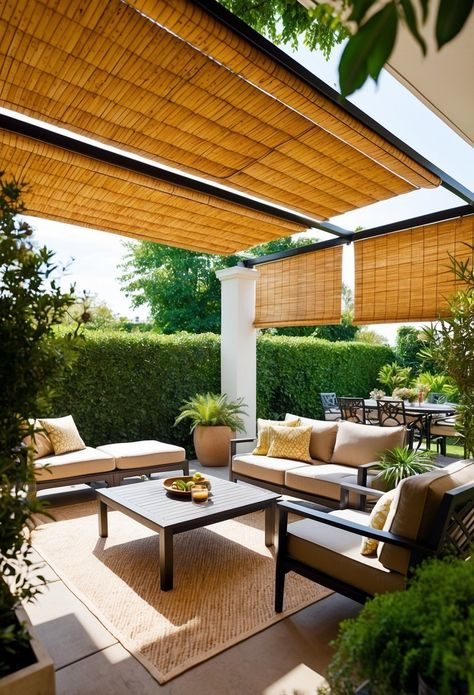 13+ Retractable Shade Ideas For Outdoor Spaces 5 Deck Canopy, Retractable Shade, Louvered Pergola, Small Courtyard Gardens, Retractable Roof, Shade Ideas, Retractable Screen, Retractable Canopy, Cozy Patio