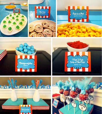 When a friend of ours sent us photos of this one-year-old's birthday party that he attended (which he described as a bash that "put Martha Stewart to shame") we had to share em. Especially because so many aspects of the party were lovingly handmade and nothing cost an arm and a leg. Dr Suess, Dr Seuss, Birthday, Books