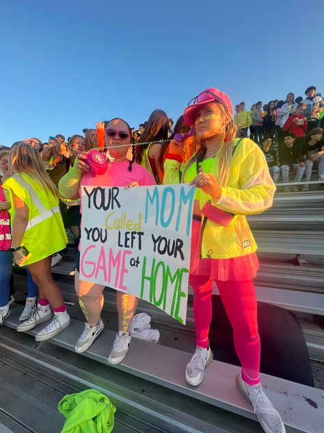 Neon Football Game Theme Outfit Paint, Neon Theme Spirit Week, Friday Night Lights Party, Neon School Theme Outfit, Neon Themed Football Posters, Neon Outfits For School Spirit Week, Neon School Spirit Day, Neon Football Game Outfit, Neon Outfits Football Game