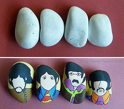 Hand painted rocks crafts - how-to's, ideas, tips and resources to inspire creativity, delight the heart, and bring a smile to your face. Beatles Nails, Beatles Crafts, Rocks Crafts, Stone Animals, Art Pierre, Beatles Art, Nativity Sets, Rock And Pebbles, Painted Rocks Craft