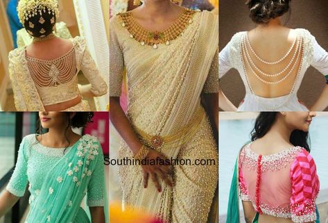 The classic pearls are beautifully placed on the clothing, making it look like a very graceful shower or spray of pearls. why not flaunt the pearl work trend and make a fashion statement . Pearl work blouse designs, sarees, anarkalis Pearl Work Blouse Designs, Pearl Work Saree, Work Blouse Designs, Clothing Making, Pearl Work, Western Outfit, Lifestyle Trends, Work Sarees, Blouse Work Designs