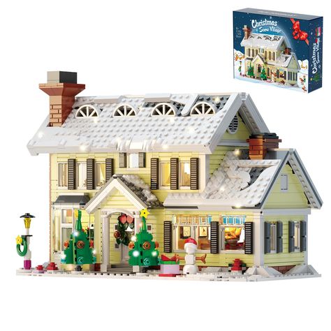 PRICES MAY VARY. 【Griswold Christmas Holiday House】The Christmas holiday building house set is the Griswold Holiday House of classical movie ChristmasVacation, with a double-layer design, a snow-white roof, and light-yellow walls, highly restores a better miniature Christmas village House 【Vivid Christmas House Set】This Christmas house contains rich Christmas decorations like Christmas trees, a Christmas wreath, a delicious Christmas dinner, a snowman the symbol of winter, and sparkling DIY Chri Christmas Building, Snow House, Village Christmas, Lego Gifts, Lego Christmas, Architecture Collection, Building Model, Christmas Village Houses, Led Diy