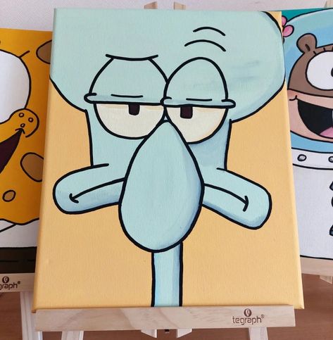 Personal Paintings Ideas, Painting Ideas Characters, Cartoons To Paint, Painting Ideas On Canvas Cartoon Characters, Spongebob Canvas Painting, Painting Cartoon Characters, Disney Paintings Easy, Cartoon Paintings Easy, Cartoon Paintings