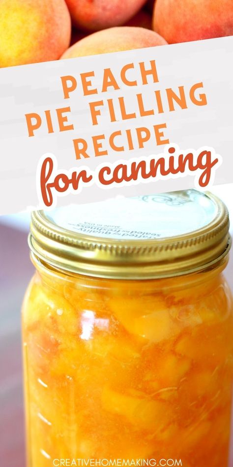 Capture the taste of summer with this delicious peach pie filling recipe perfect for canning! Made with fresh, juicy peaches and a blend of warm spices, this filling is perfect for making homemade pies, tarts, and pastries all year round. Whether you're a seasoned canner or just starting out, find the perfect recipe to preserve the taste of summer. Can Peach Pie Filling, Homemade Peach Pie Filling, Canning Peach Pie Filling, Peach Pie Filling Recipes, Homemade Peach Pie, Easy Peach Pie, Water Bath Canning Recipes, Easy Canning, Canning Peaches