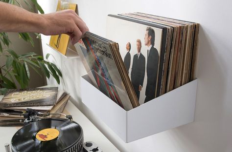 TEEbooks have unveiled a new record storage shelf, billed as "a handy and understated storage system to show off your records." Lp Regal, Living Room Design Diy, Lp Record Storage, Cd Shelves, Pallet Tv Stands, Record Room, Record Shelf, Lp Storage, Vinyl Record Storage